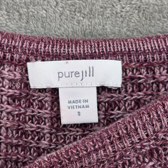 Pure Jill Sweater S Purple Red Heathered Step Hem Dolman Sleeve Open Knit Comfy - Picture 2 of 9